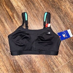 Champion Women's Black Sports Bra with Aqua Highlights